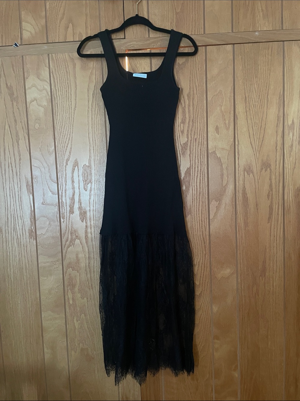 Black Sleeveless Maxi Dress with Sheer Lace Skirt